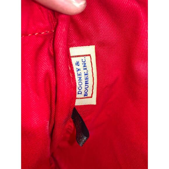 DOONEY & BOURKE SMALL RED CANVAS BROWN LEATHER CROSSBODY BAG - Picture 10 of 12